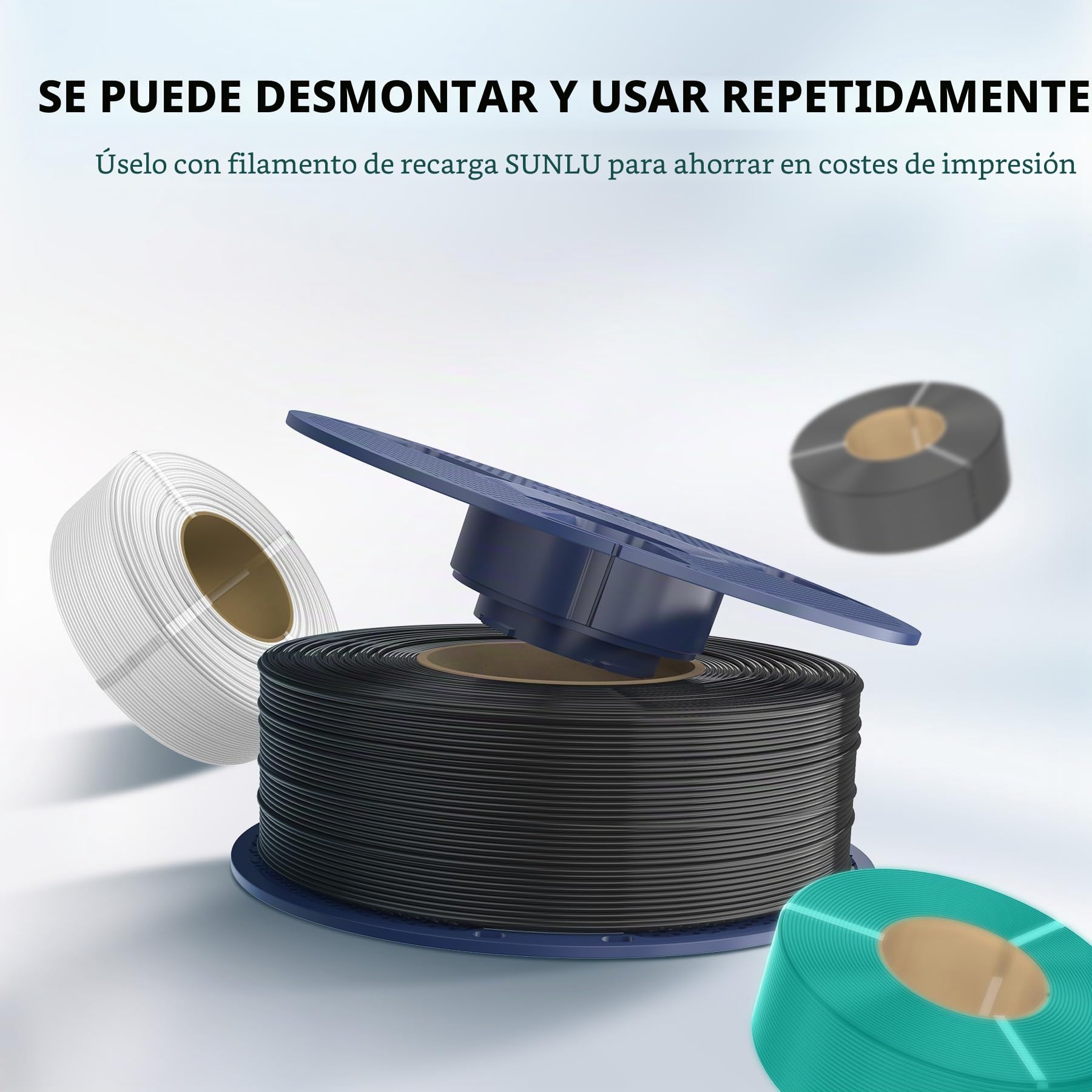 SUNLU ABS Filamento de Alta Velocidad, High Speed 350mm/s Filamento para Impresora 3D de 1,75mm, Resistencia al Calor, Excelente Tenacidad, Impresión Rápida, Total 4KG.(Negro+Blanco+Azul+Roja)