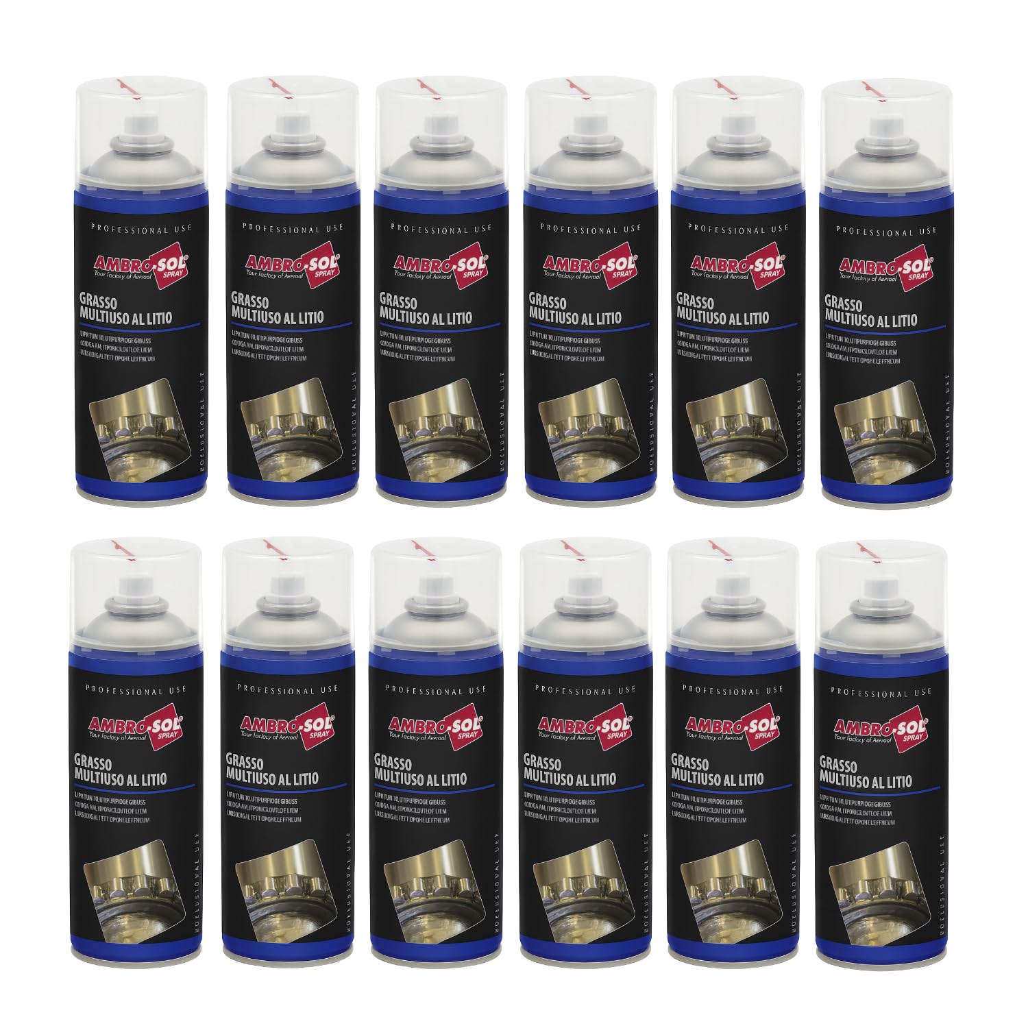 12 Bombolette Spray di Grasso Multiuso Grasso Multiuso al Litio di Colore Marrone Chiaro ad Alte Prestazioni, prolungato Potere lubrificante e Anti-grippante, Anti-Usura e Anti-ruggine