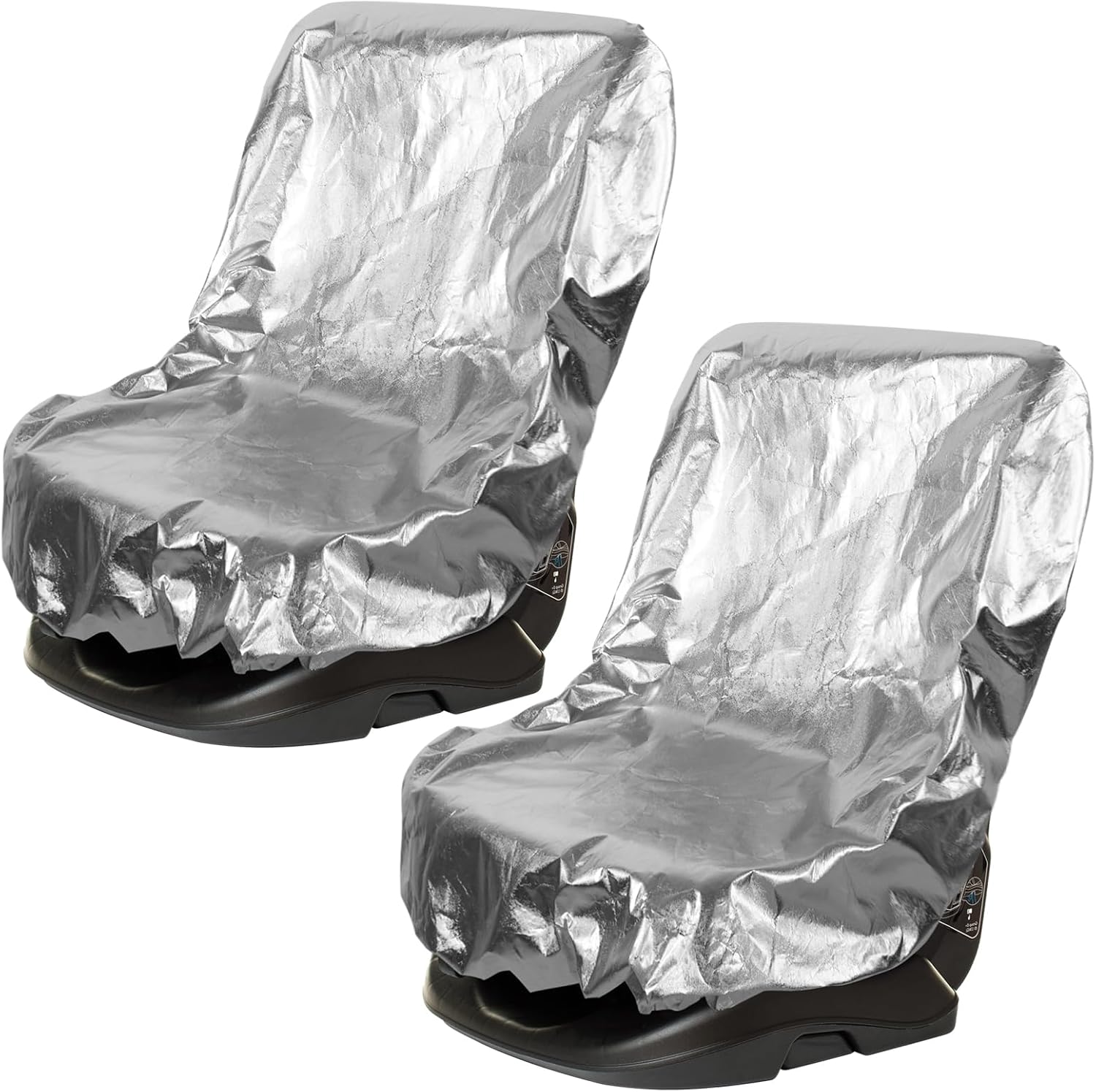 BBTO 2 Pcs Car Seat Sun Shade Covers Baby Car Seat Coolers Protector Reflective Carseat Sunshade Infant Shield Heat UV Sunlight Keep Baby Toddler Child Cool Travel Safety(Classic,Silver)