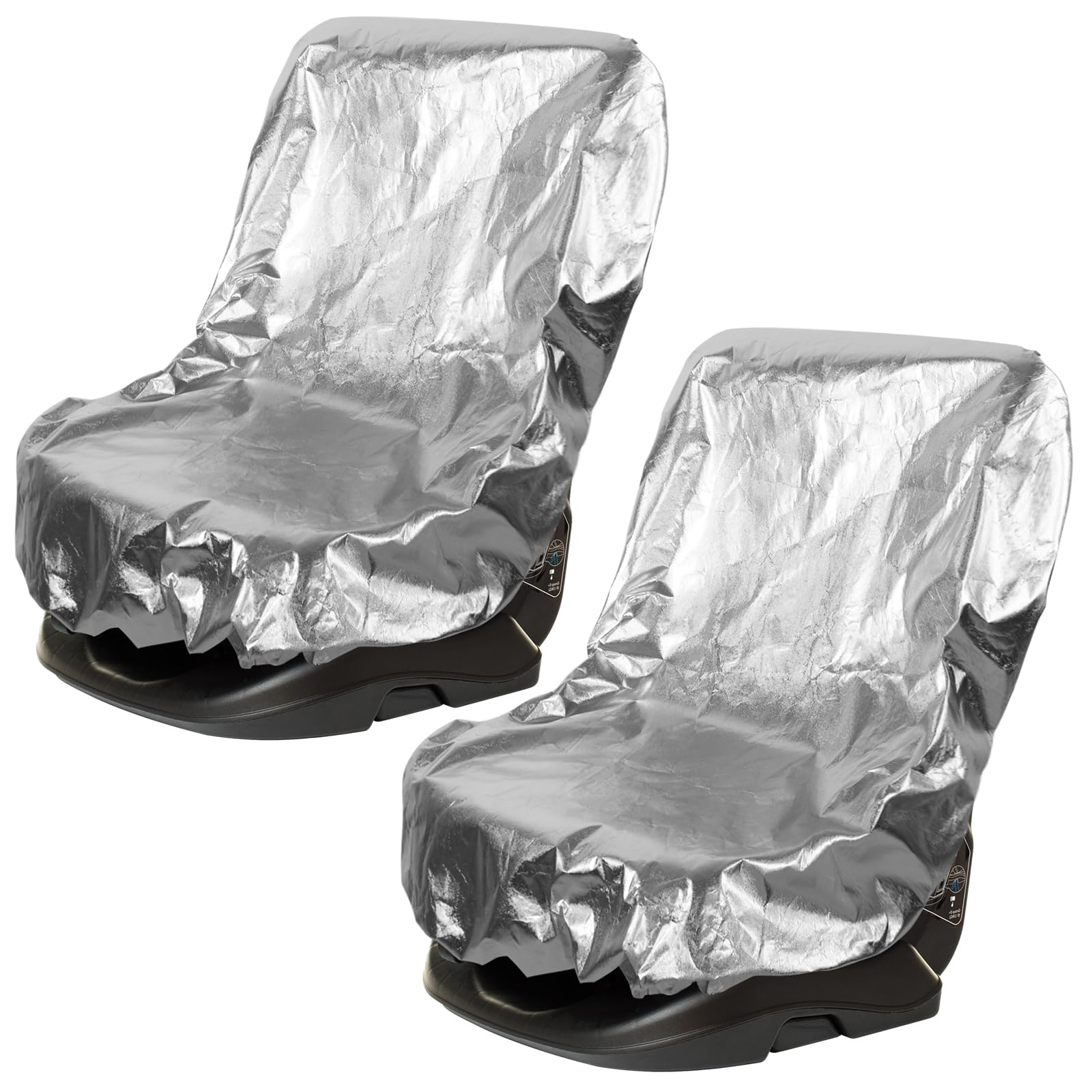 BBTO 2 Pcs Car Seat Sun Shade Covers Baby Heat Protector, Classic, Silver
