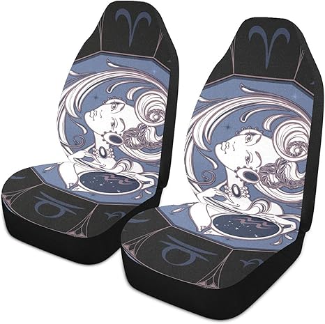 Zodiac-sign-aquarius Front Car Seat Covers Set of 1, Bucket Seats Protector Decor Fit Most Vehicle, Cars, Sedan, Truck, SUV, Van