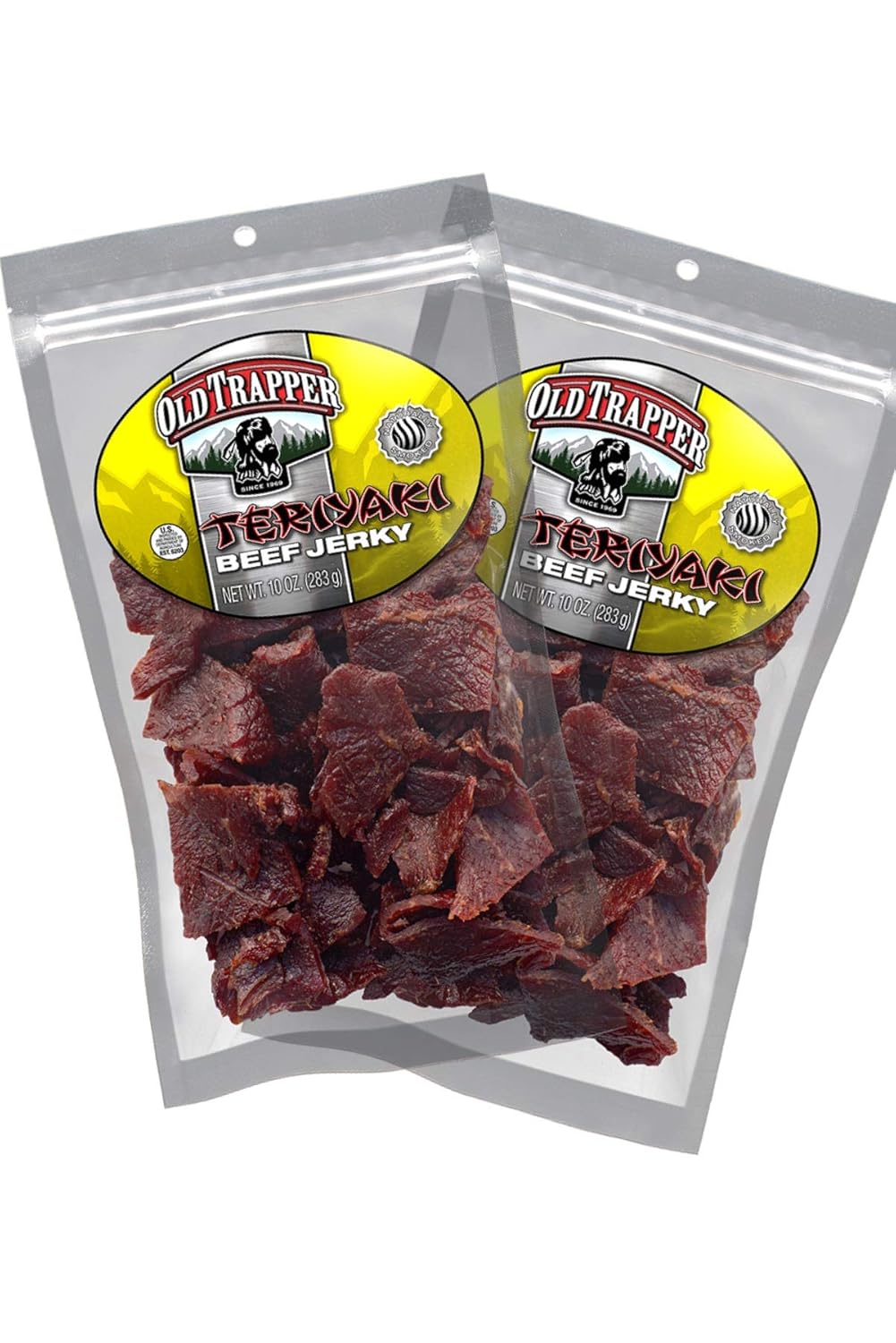 Old Trapper Beef Jerky 10oz, Naturally Smoked,Teriyaki Flavor (Pack of 2)