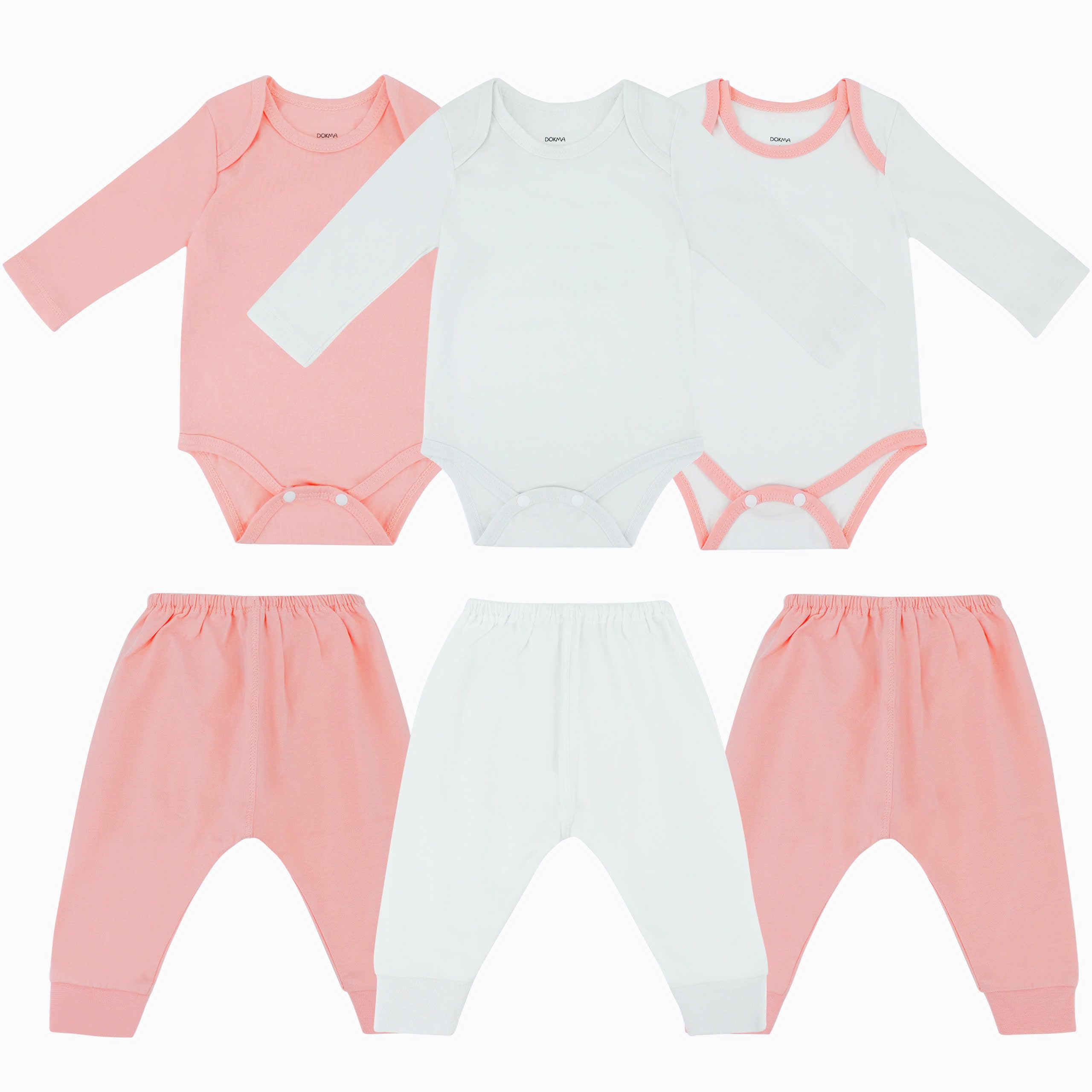 DOKMA Newborn Baby cute design Bodysuit long sleeve One-Piece Baby Clothes for Infants Baby Boys Girls, Pink, 0-3 months