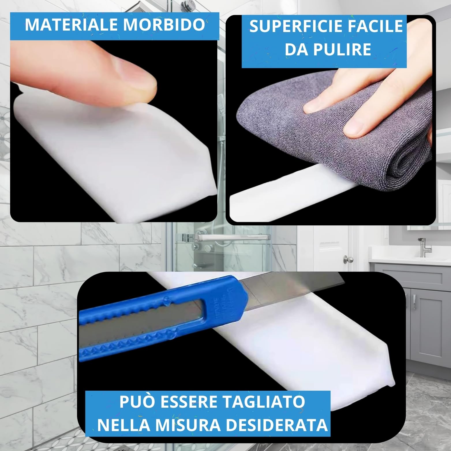 Bordo Impermeabile Per Doccia - 3 Metri, TPE, Barriera Acqua Per Separazione Zone Bagnato/Asciutto - Foto 11