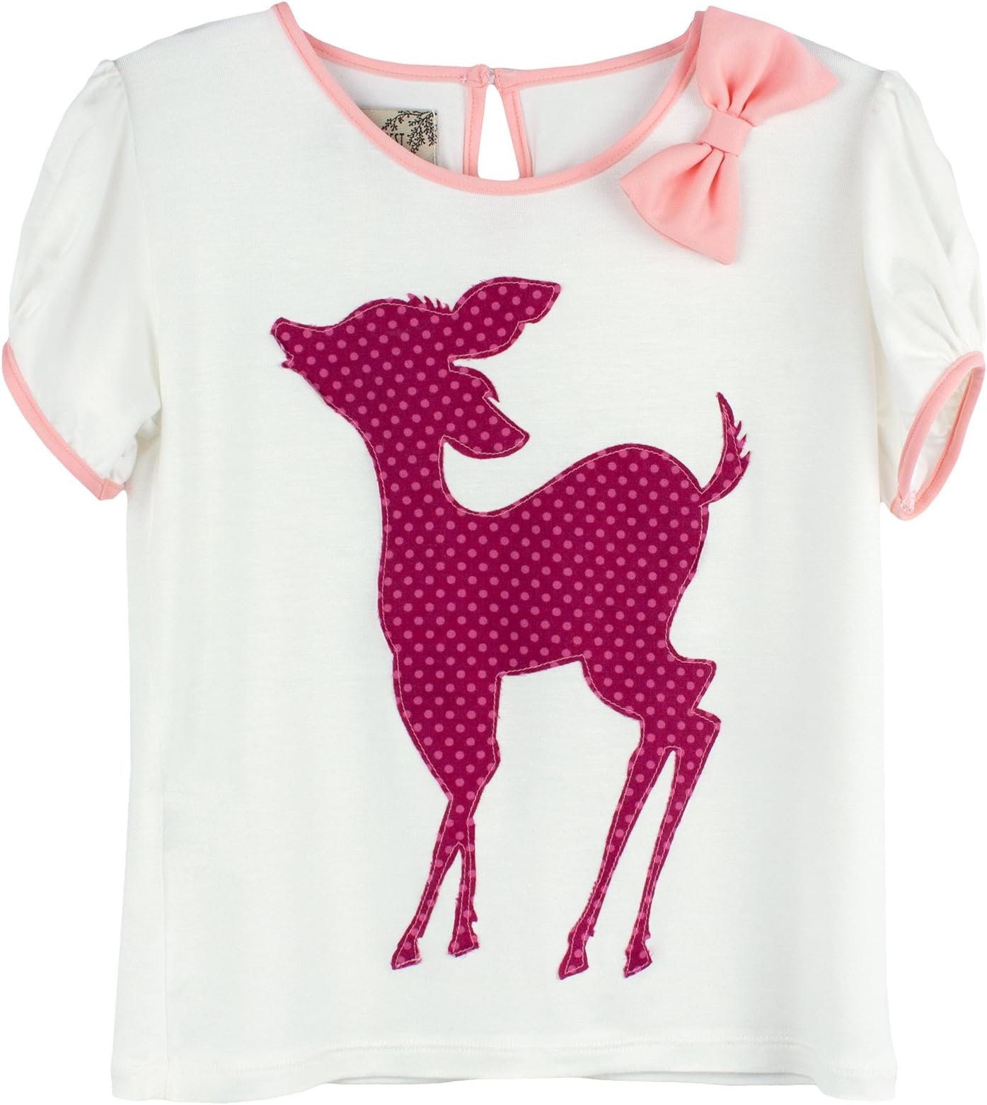 Coral Forest Little Girls' Woodland Animal Polka Dot Deer Printed Ringer Tee