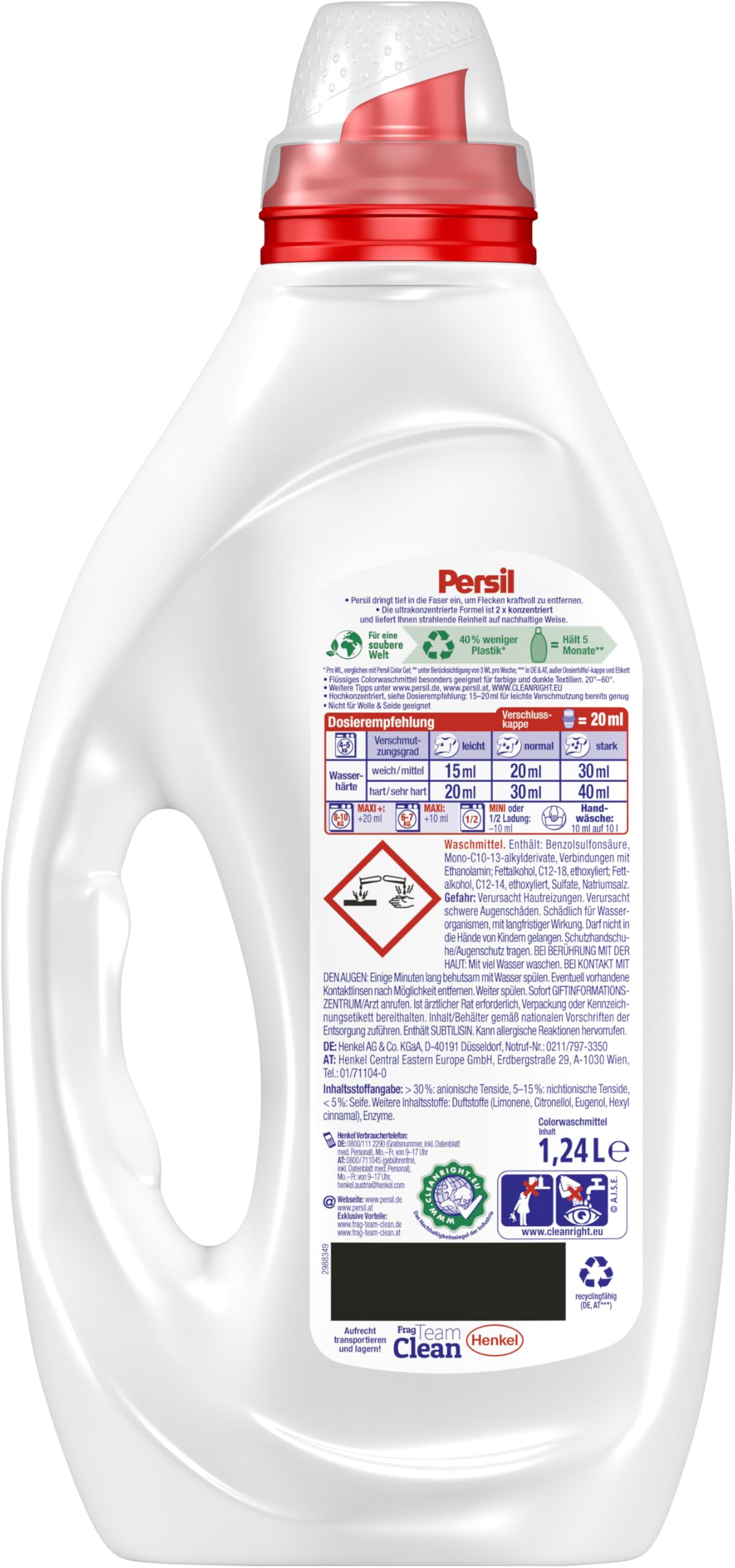 Persil Detergente líquido Color (124 lavados) de alta concentración ultraconcentrado con eliminación de manchas ultra con tecnología de limpieza profunda Plus
