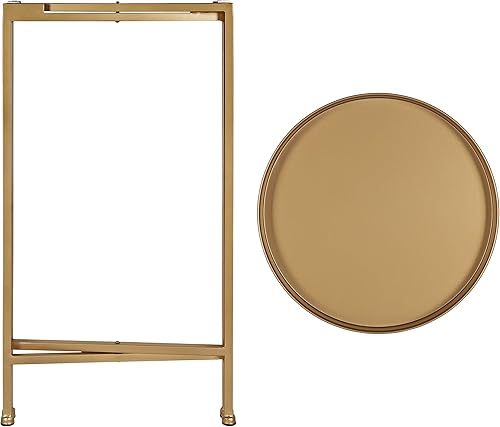 Miniatura 51 de Kate and Laurel Celia - Mesa redonda plegable de metal, negro con base dorada Dorado/Negro,Dorado/blanco,Negro -,Negro/Oro,Negro /Gris,Negro,