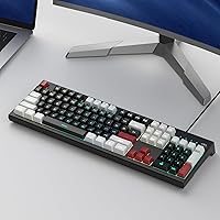 Vista 6 de MageGee Teclado cremoso, teclado K2 con cable RGB retroiluminado 104 teclas, impermeable, teclados ergonómicos, PC para PCloptopMAC, color rojo