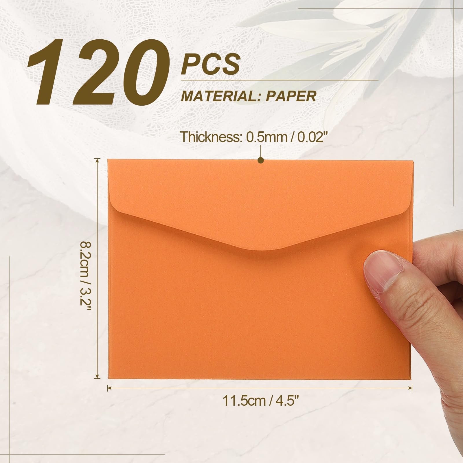 PATIKIL 120Pcs Gift Cards Envelopes, 110GSM Paper Colored Mini Envelopes Small Card Holder for Business Mailing Invitations Greeting Weddings Party, Orange, 4.5 x 3.2 Inches - Image 2