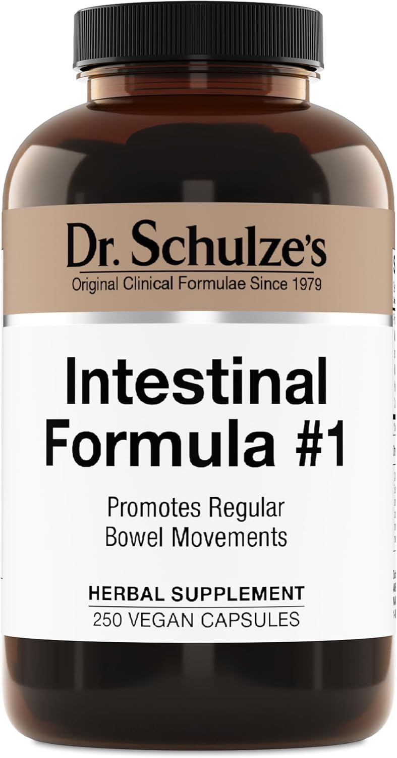 Dr. Schulze’s Intestinal Formula #1 – Bowel Movement Supplement for Colon Health Support – Bloating & Constipation Aid – Intestinal Cleanse – All-Natural – Plant-Based – Vegan – 250 Count
