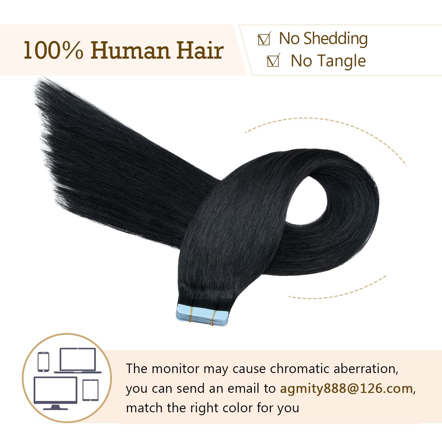 Tape in Extensions Echthaar 55 cm 20 Stück 50 g Nahtlos Dünn #1 Schwarz