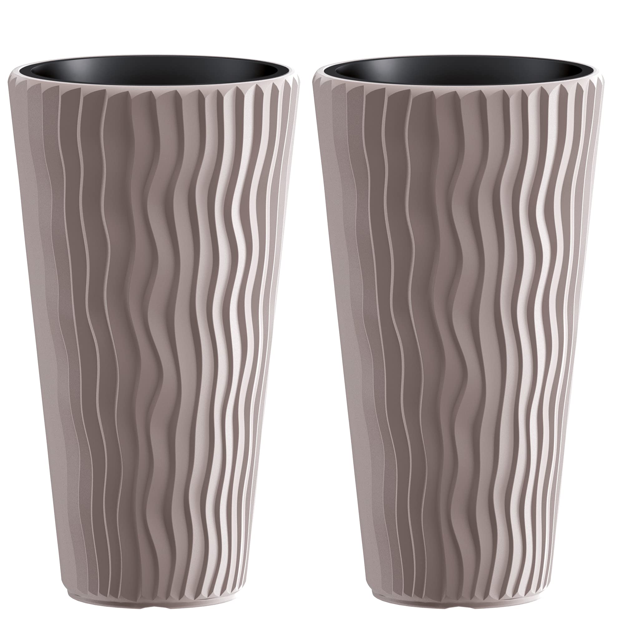URBNLIVING Stunning Sandy Slim Large Plant Pot Flower Planters Indoor Outdoor Garden (Mocca, 2)