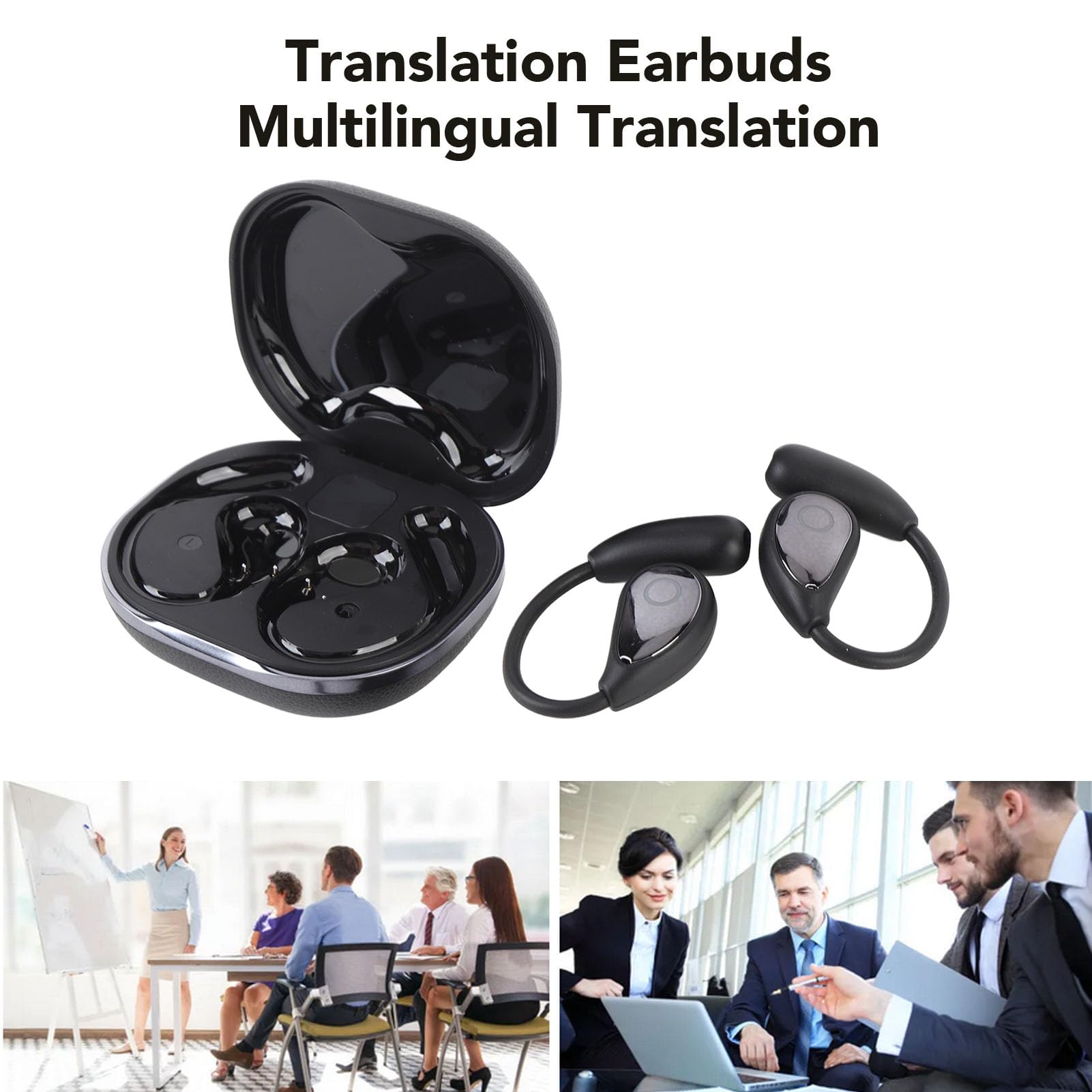 Cryfokt Auricolari per Traduzione Bluetooth Avanzati 144 Lingue 70 Accenti per Comunicazioni Facili per Viaggi e Affari 2 unità (BLACK)
