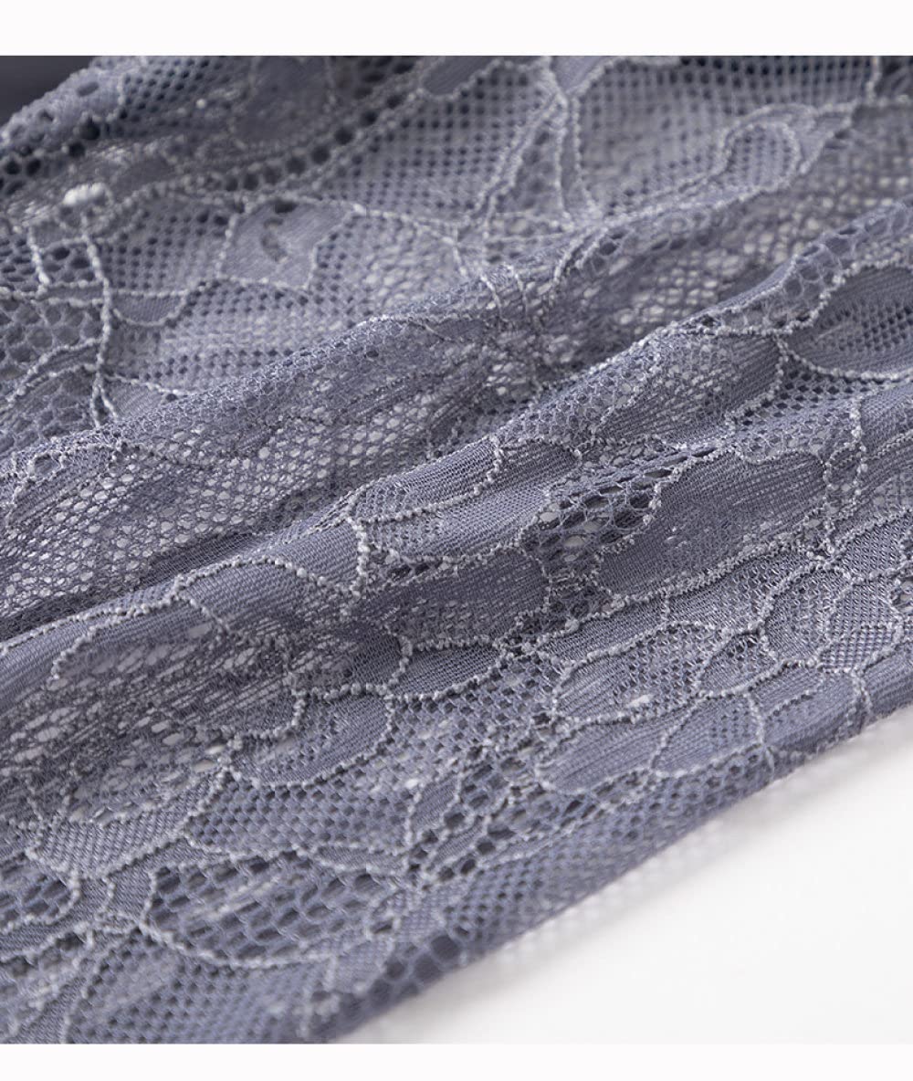 OZEO Pigiama Donna,Accappatoio Kimono Sexy in Raso Grigio Pizzo Vintage Manica Lunga Cava Vestaglia Leggera Scollo A V Abito con Lacci Elegante Vestaglia Sposa Bademantel Damen,M