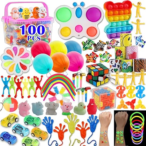 100 recuerdos de fiesta para niños de 4 a 8 años recuerdos de fiesta de cumpleaños bolsa de golosinas de piñata caja del tesoro juguetes a granel