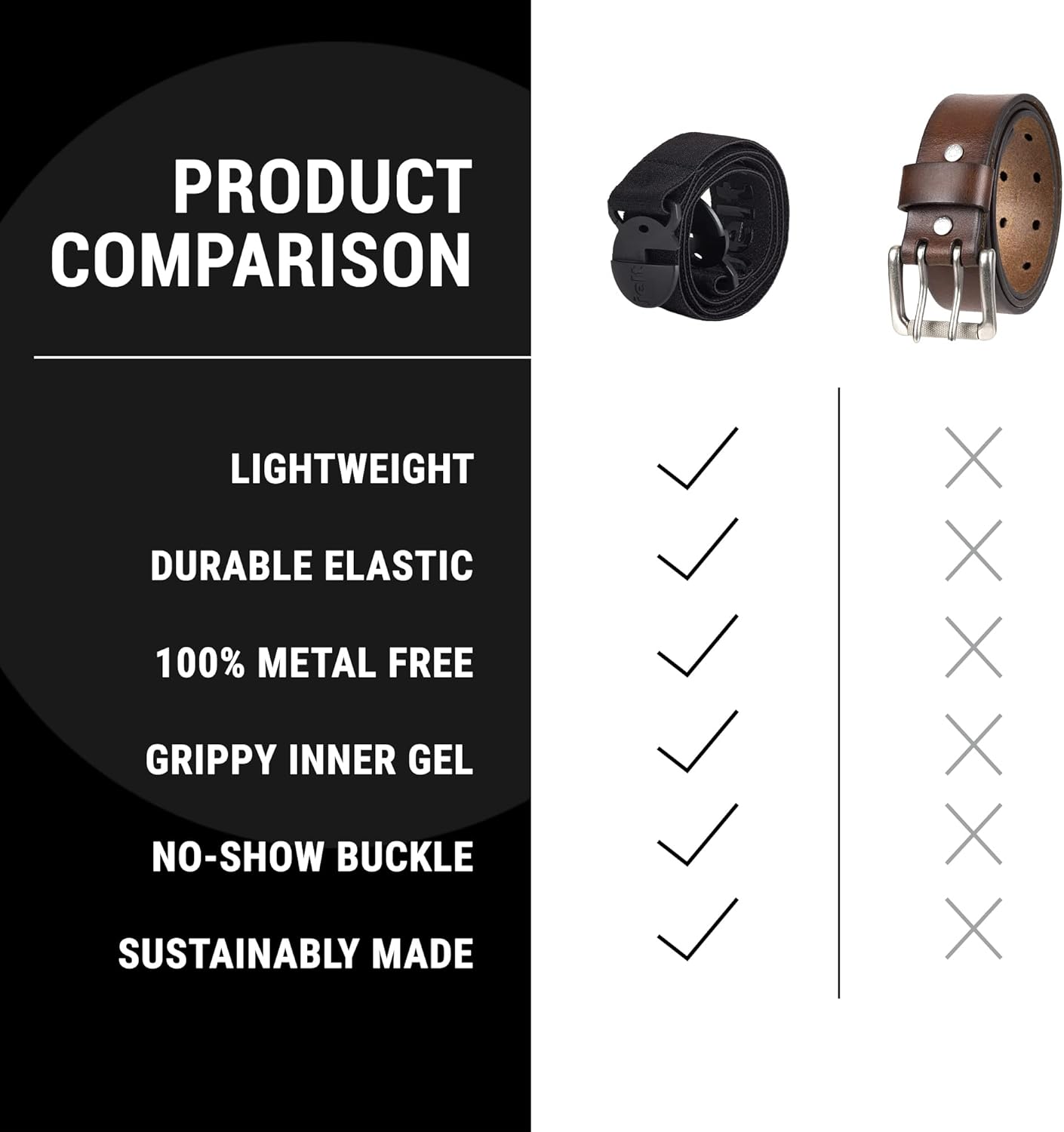 Jelt Unisex Black Elastic Medium Belt