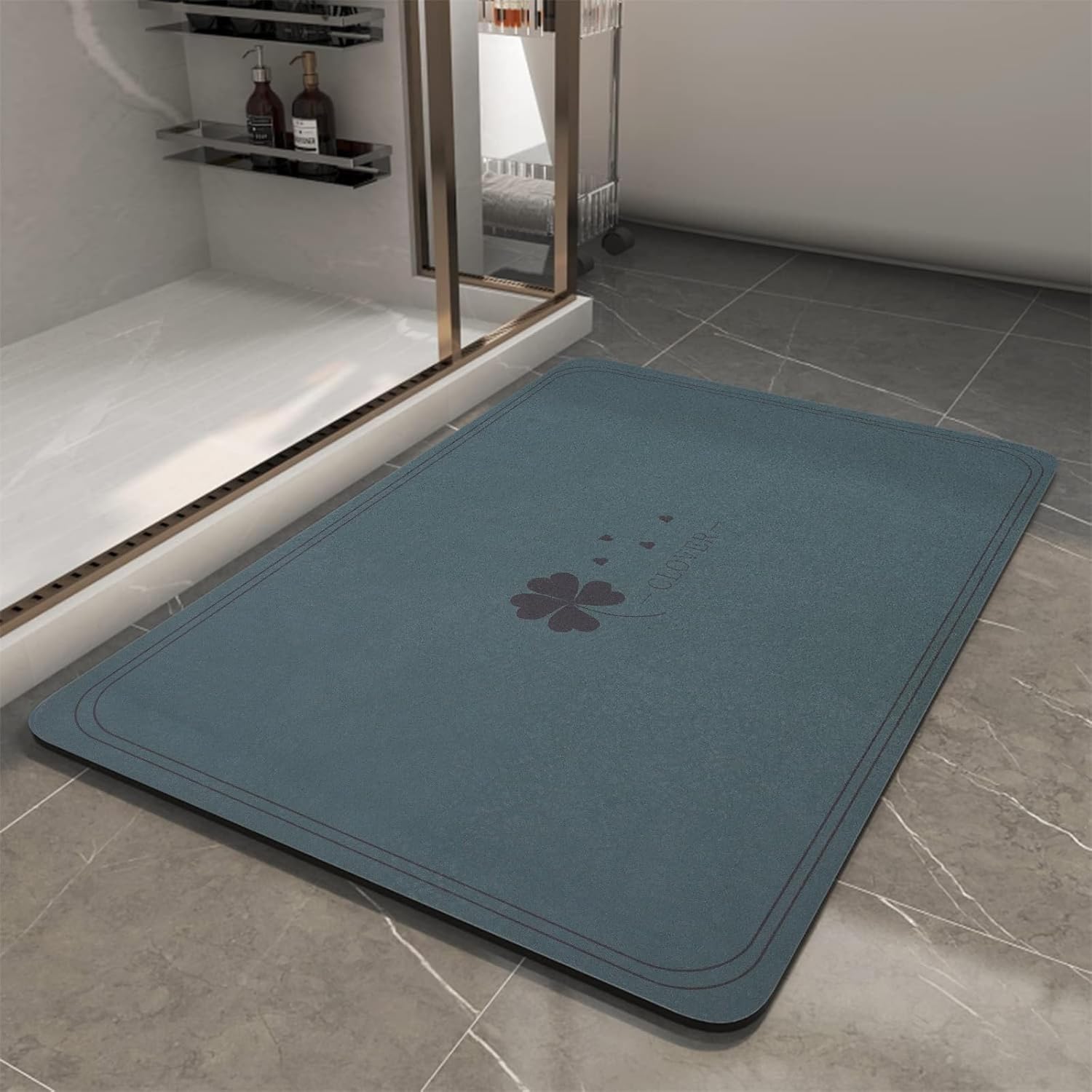 Diatomaceous earth bath mat Non Slip Super Absorbent Quick Dry Thin Bathroom Rugs Fit Under Door, Stain Resistant Bathroom Floor Mats-Shower Rug for in Front of Bathtub Shower, Green, 15.7"*23.6" Green 16.9"*23.6"