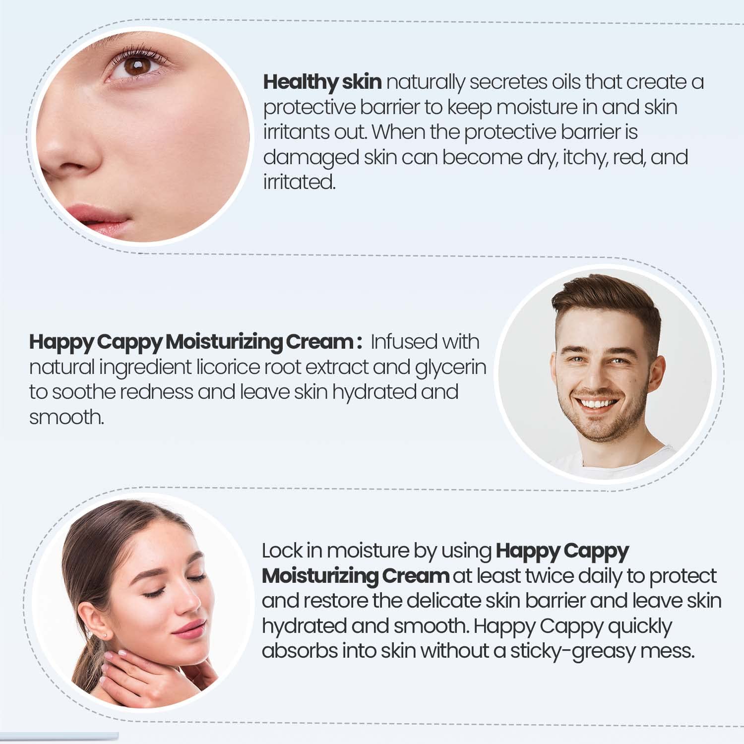 Happy Cappy Moisturizing Cream - Baby Eczema Cream, Eczema Lotion for Kids, Pediatrician-Formulated, Gentle, Paraben Free, Hypoallergenic, Soothes Dry Skin - 6 Fl Oz (Pack of 4)