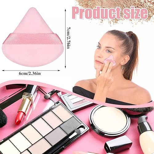 Miniatura 5 de 15 piezas triangulares en polvo para cara de soplado de maquillaje suave de terciopelo para polvo suelto, base de polvo corporal, esponja de