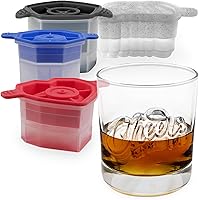 Vista 1 de Tovolo Juego de 4 moldes de hielo artesanales para cócteles de whisky y bourbon, cubitos de hielo en forma de corazón, diamante, rosa, alegría