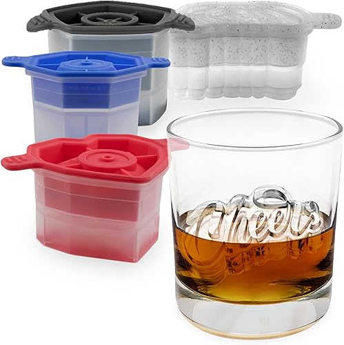 Tovolo Juego de 4 moldes de hielo de celebración Corazón, diamante, rosa, saludos, moldes de hielo de gran tamaño para whisky, bourbon, cócteles y