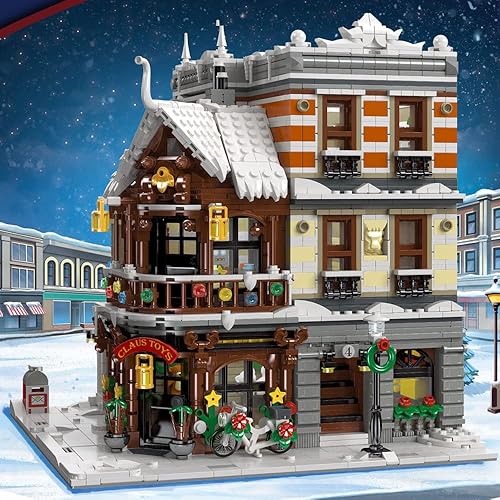 Miniatura 6 de MISINI 89143 Claus Toys Shop - Juego de bloques de construcción, kit de construcción de casa con temática navideña, juego de construcción modular de
