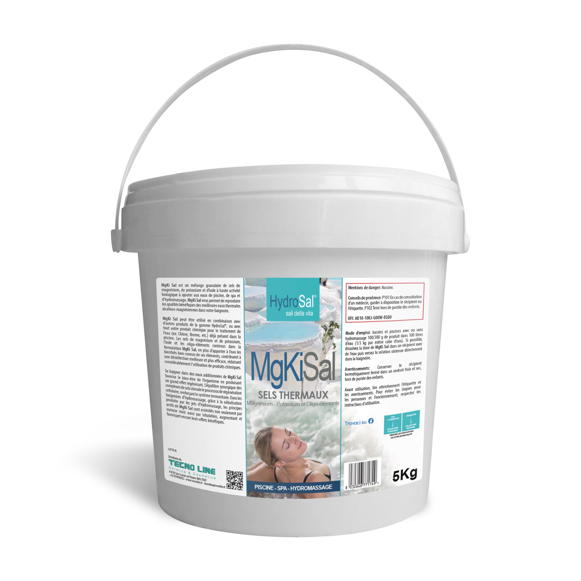 MgKi Sal, Sali Minerali per Piscina e Spa Idromassaggio - 5 KG | Magnesio, Potassio e Iodio, per Acqua di Piscina e Vasche Idromassaggio, Soluzione Termica Granulare