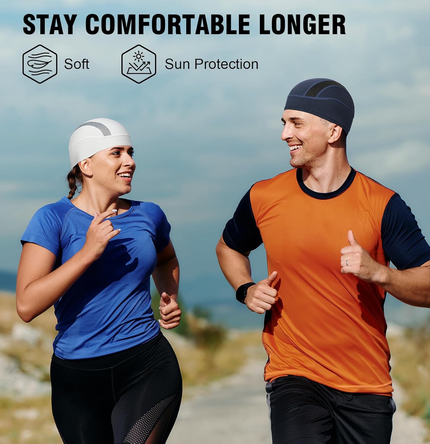 MELASA 3 Pack Cooling Skull Cap, Sweat Motorcycle Helmet Liner Head Cover, Mesh Cycling Running Hat for Men Women - Image 4