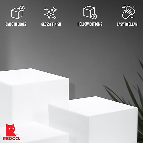 Miniatura 8 de Red Co. Juego de 2 soportes elevadores de acrílico blanco brillante con fondo hueco, paquete de 3