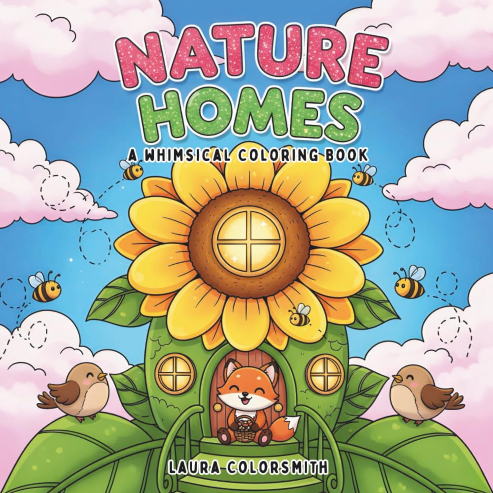 Nature Homes – A Whimsical Coloring Book: Cute Fairy Houses Made of Leaves, Mushrooms, Flowers, and Magical Nature Elements to Color for Kids and ...