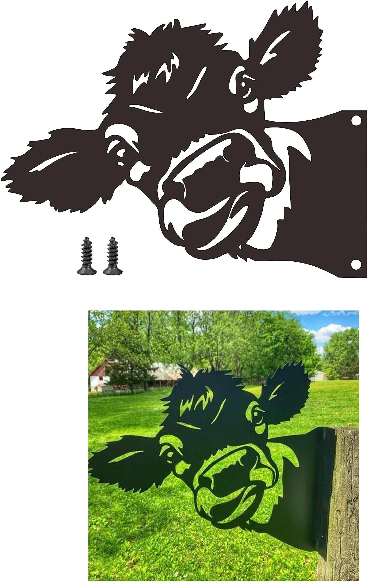 Yungeln Peeping Cow Metal Art Farm Garden Decor Garden Fence Decoration Outdoor Decoration for Farmhouse,Yard,Lawn