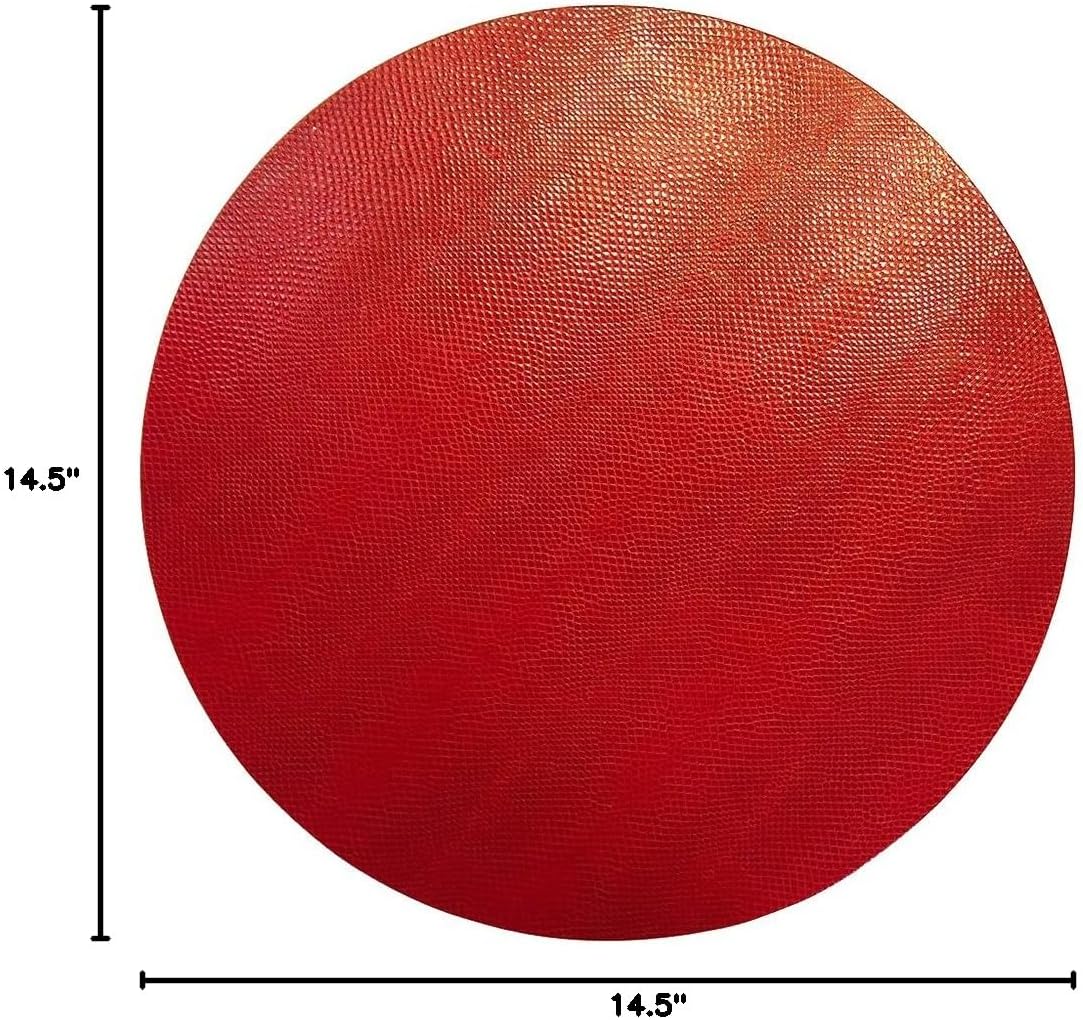 Caspari Round Placemats Table Mats Thanksgiving Placemats Christmas Placemats Faux Red Leather 1 Pc.