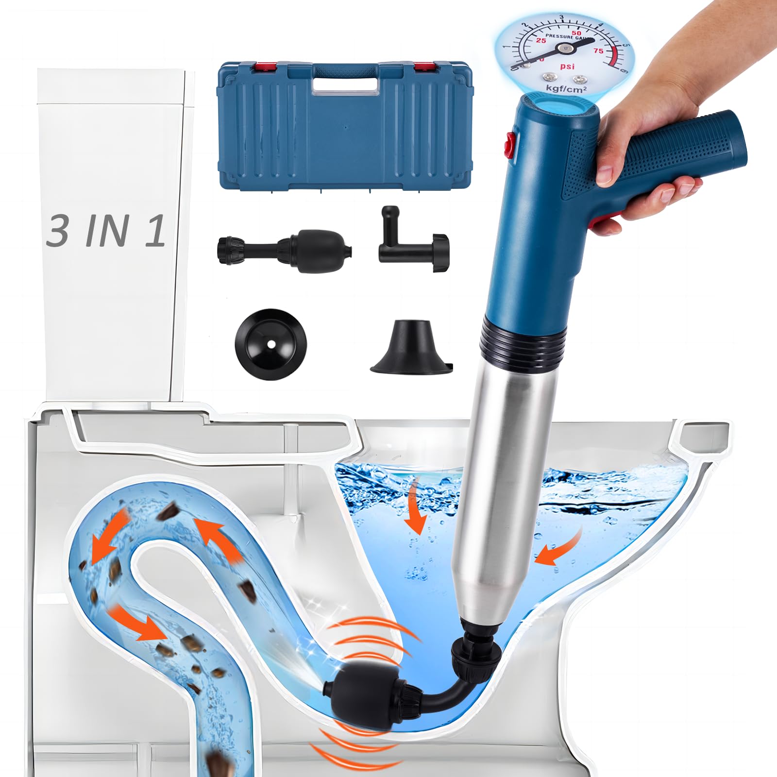 Déboucheur de toilettes à air, déboucheur de canalisation, pistolet de