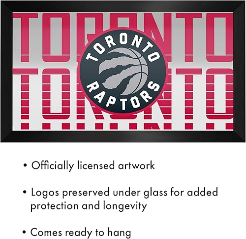 Miniatura 3 de Trademark Global Espejo de pared - Espejo rectangular con marco negro Toronto Raptors City listo para colgar, para pub, sala de juegos, garaje o bar