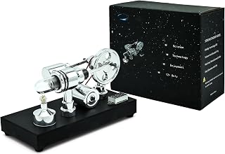 NIKOLATOY Mirror-Polished Stirling Engine with Voltmeter & USB Plug – Desktop Mechanical Demonstration Model for Adult Engineering Enthusiasts (Mirror Polished)