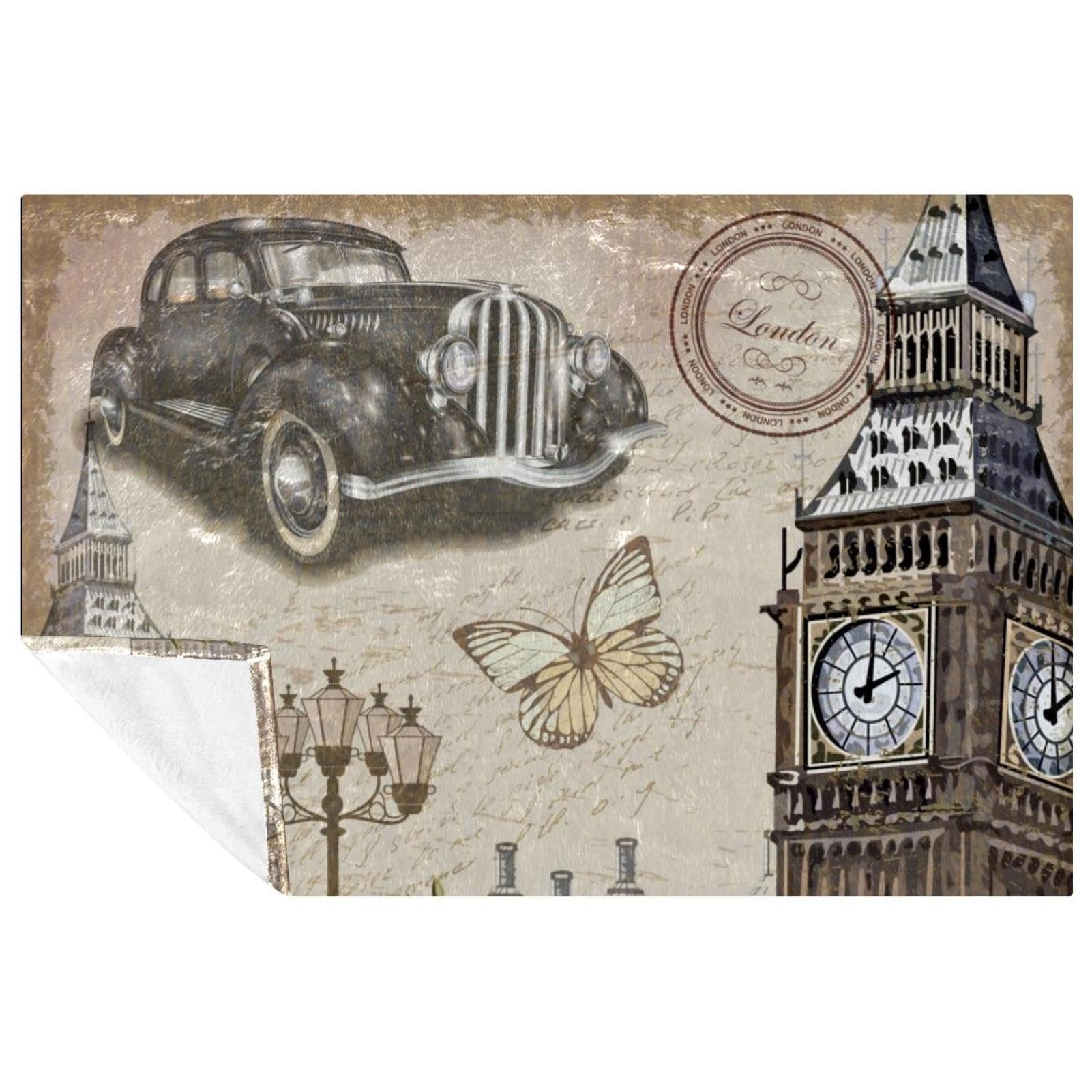 Couverture imprimée douce style vintage London de qualité supérieure