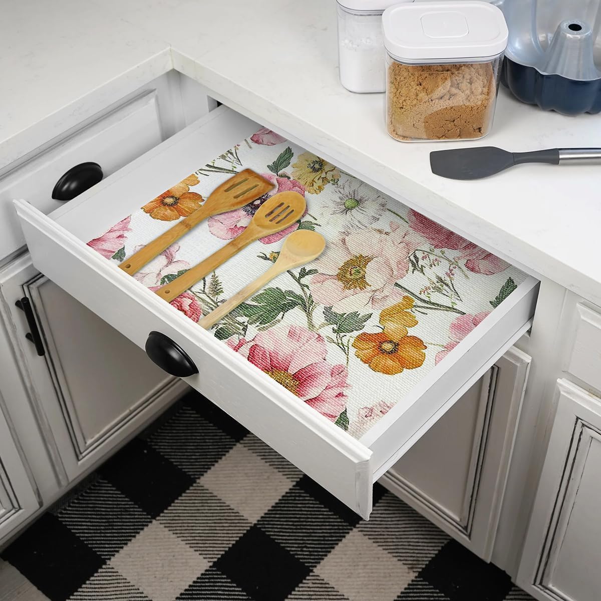 Shelf Liner for Kitchen Cabinets Non-Adhesive,Cabinet Liner for Shelves Non Slip Drawer Liner,Waterproof Kitchen Drawer Liners,Cupboard Liners for Cabinets Easy to Clean (15.7In x 16.4FT)