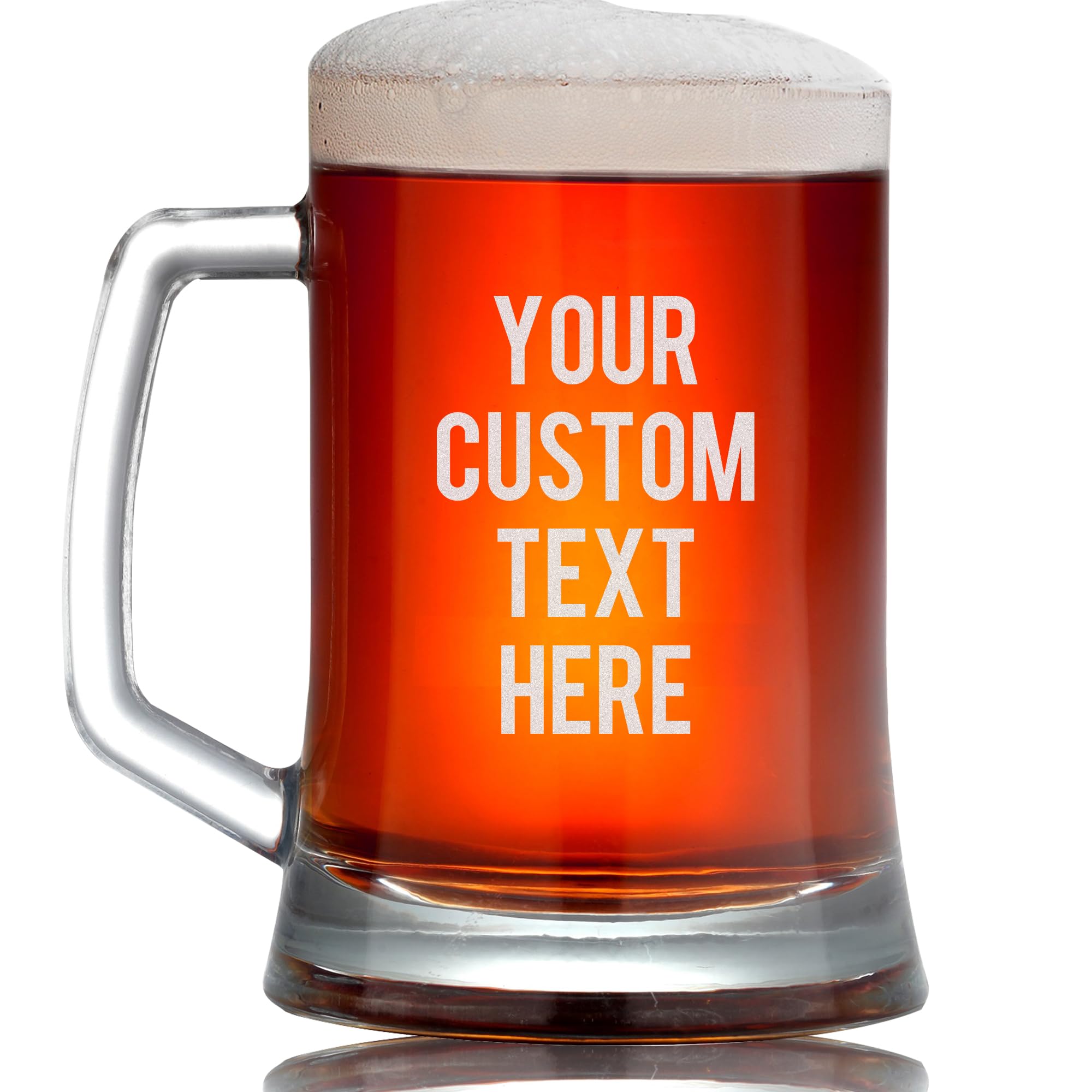 Personalized Beer Mug Glasses With Handle, Gifts for Men, 17oz Engraved with Custom Text or Name - Customized Beer Cup Steins Birthday Gift for Dad Father Boyfriend Brother, Groomsmen