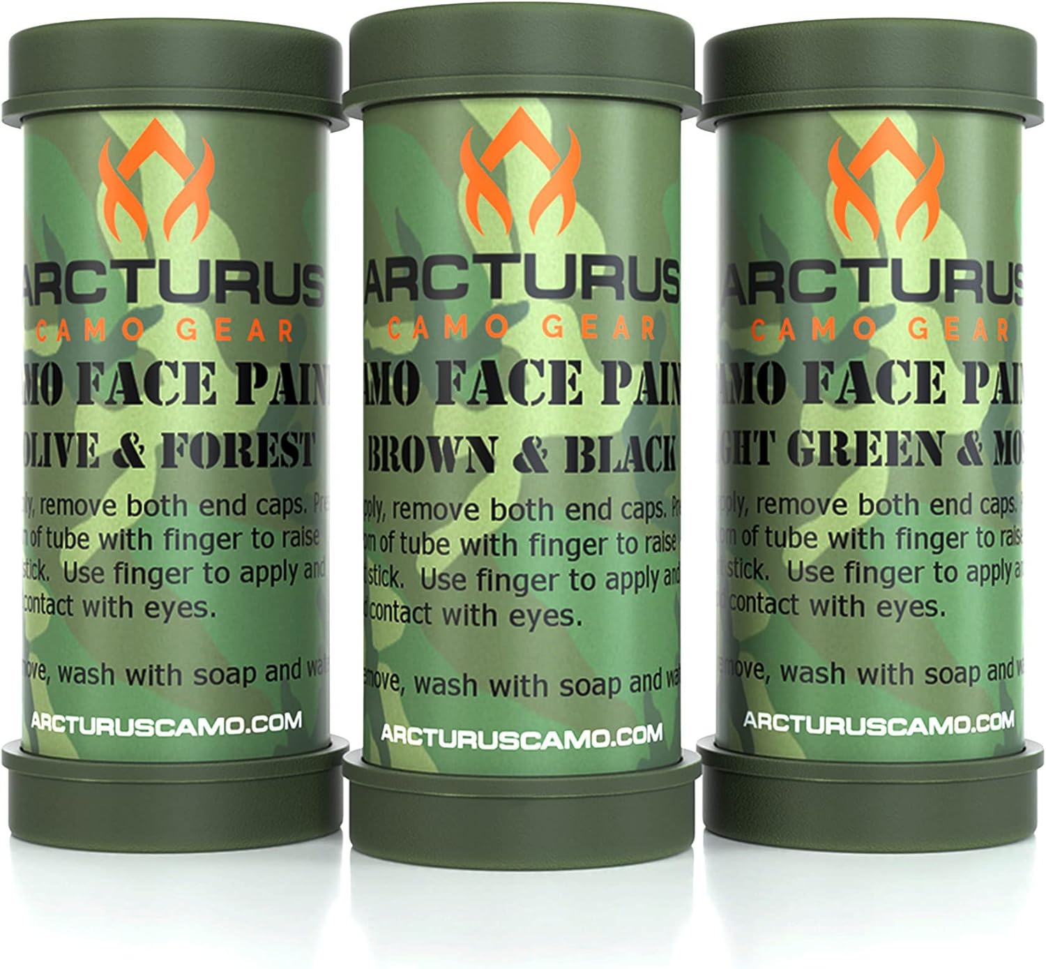 Arcturus Camo Face Paint Sticks 6 Camouflage Colors in 3 DoubleSided