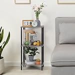 3 Tier Tall Side Table Small Telephone Table Stand with Storage Shelves 31.6 Inch Tall End Table Night Stand for Small Space Living Room Bedroom Bathroom Kitchen, Gray