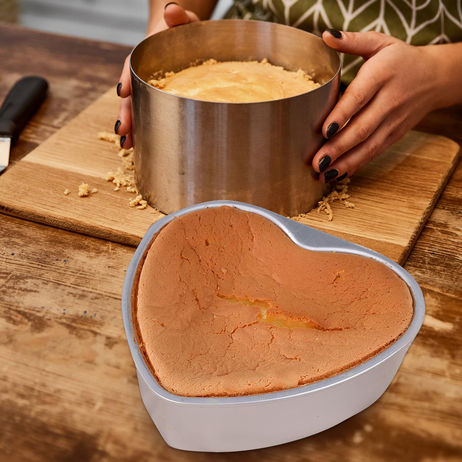 Molde Desmontable para Tartas Forma de Corazón de Molde Antiadherente para Repostería DIY para Bizcochos Mousse y Galletas Cocina Doméstica