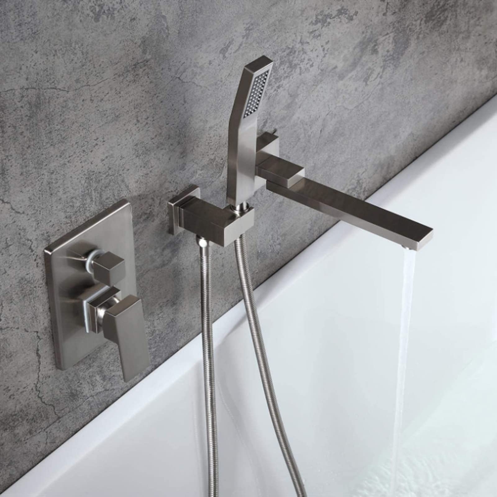GLJTUO Bath Shower Mixer, Bath Mixer Shower Tap Brass Swivel Bath Filler Spout Hot and Cold Multifunction Wall Mounted Shower Attachment for Bath Taps for Bathroom