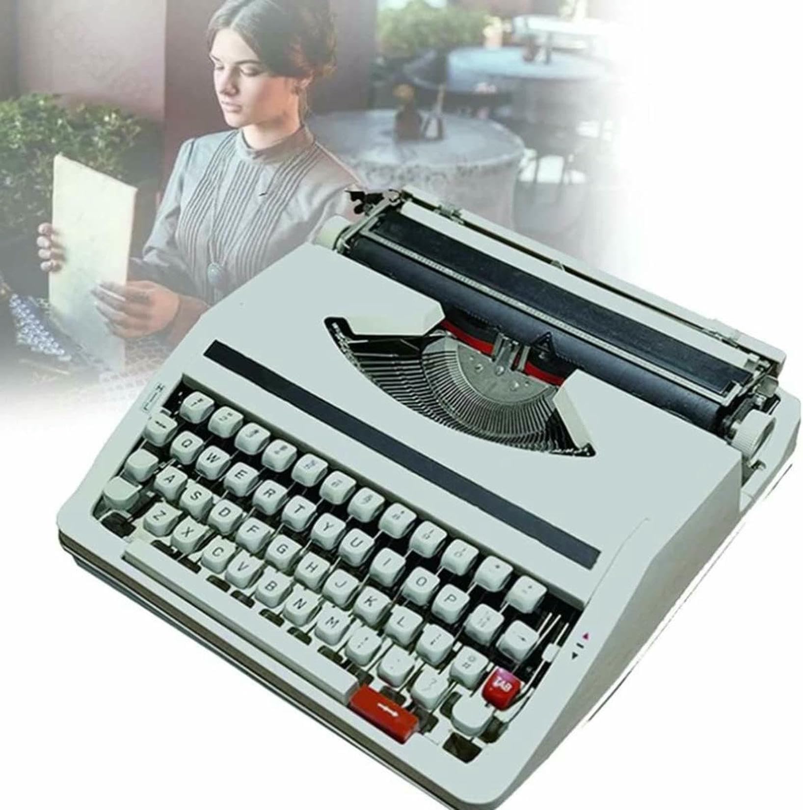 Old Fashioned Manual Typewriter, Machine Typewriter, Portable Flexible Buttons Clear Handwriting - for Letters, Creative Writing, Crafting, Free Writing