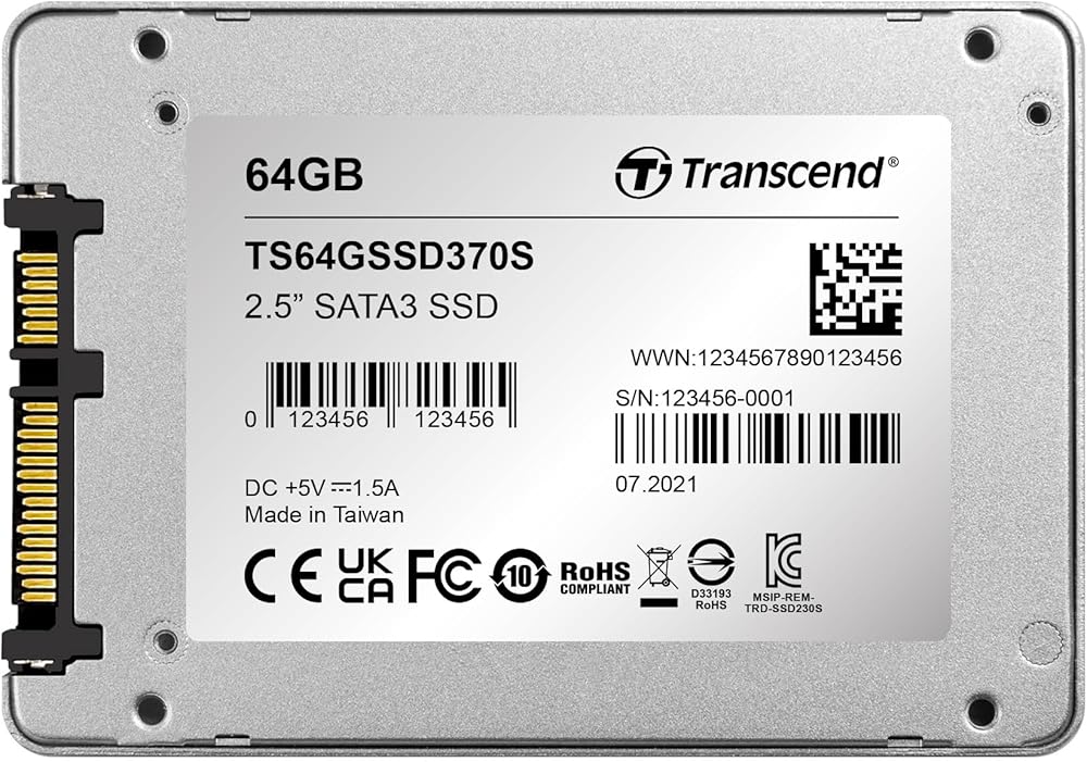 Transcend 64GB SATA III 6Gb/s SSD370S 2.5” Solid State Drive thumbnail 4