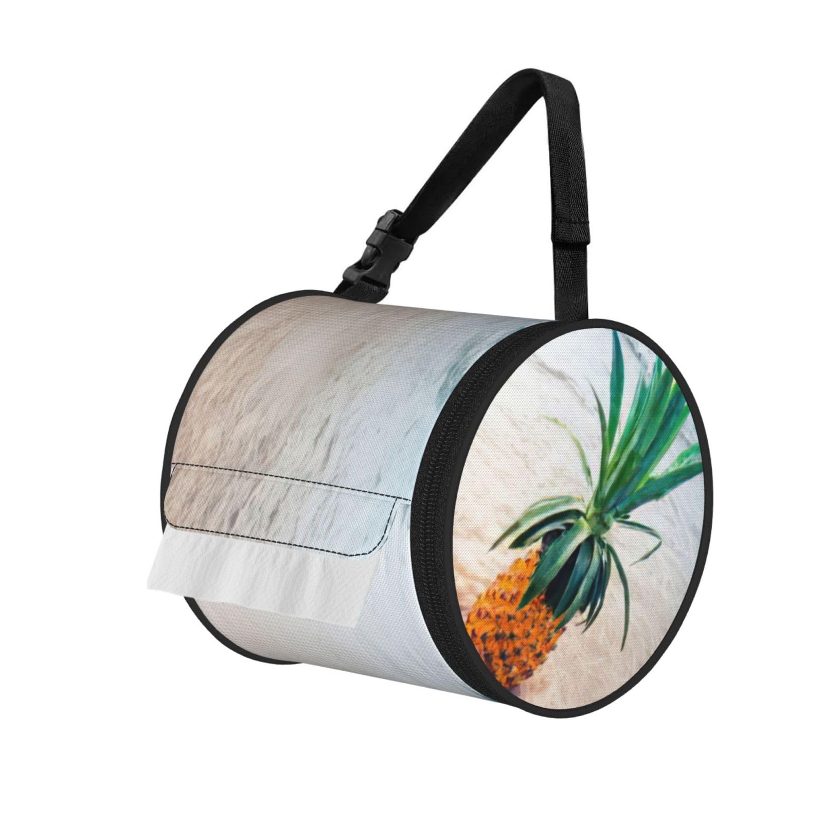 Pineapple By The Sea Print Fashion Tissues Organizer Box, Hanging Tissue Holder For Purse Coins For Car Office Daily Outing