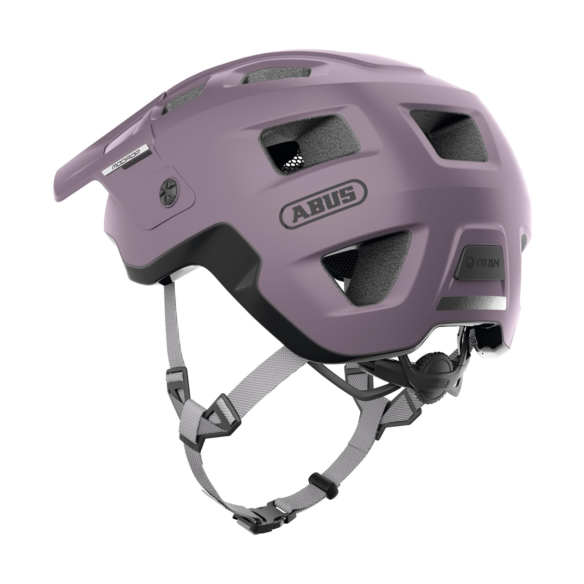 ABUS MTB-Helm MoDrop, Lila, M | In-Mold-Verfahren, Verstellsystem, Goggle-Halterung, Zopf-Öffnung