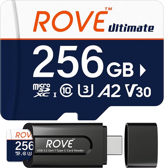 ROVE R3 3 Channel Dash Cam with Hardwire Kit, 256GB Card and CPL Filter