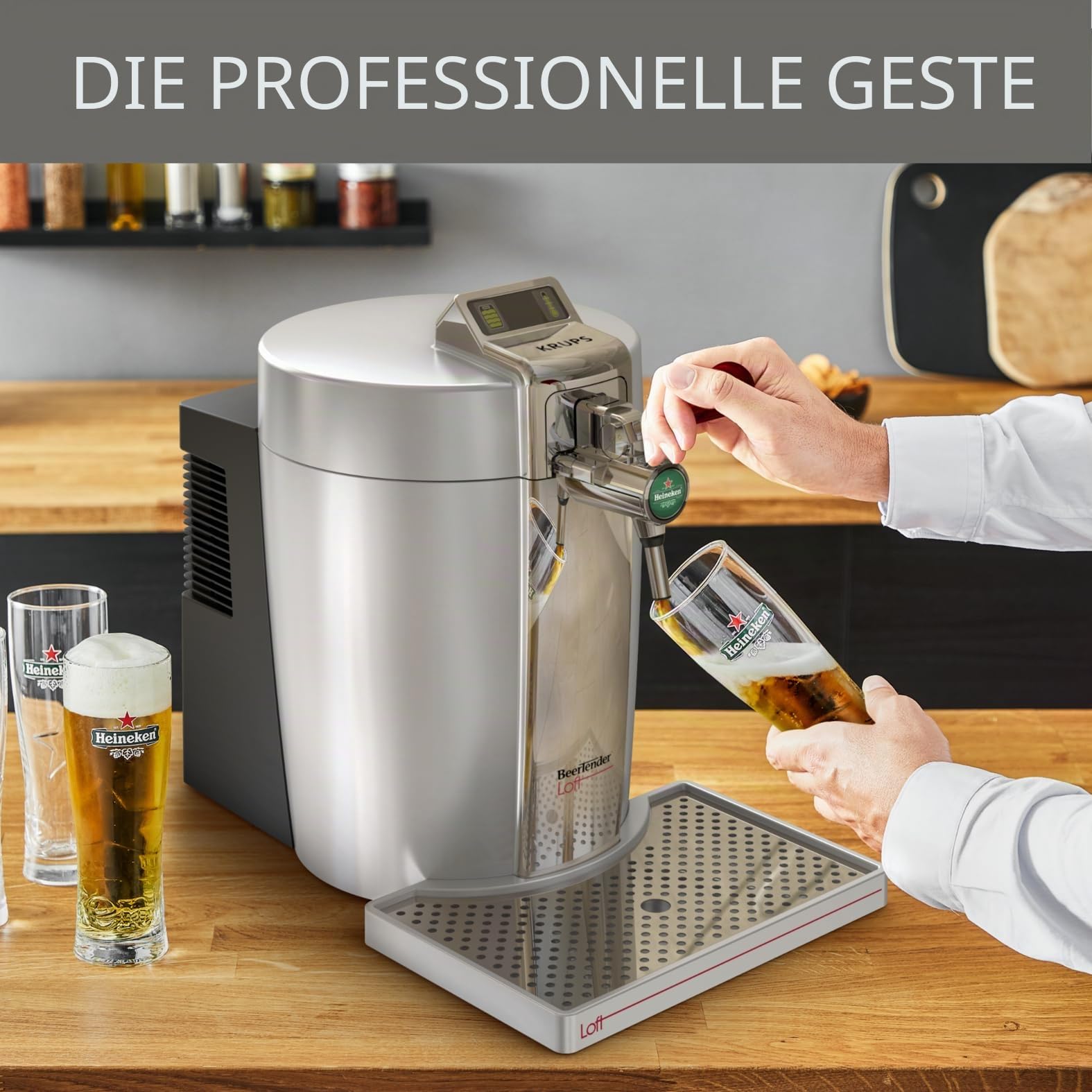 Krups VB700E00 Beertender Loft Edition Bierzapfgerät, Silber/Chrom