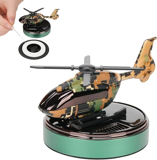 FizziNest Solar Helicopter For Car Dashboard With Built-In Car Perfume Diffuser | Unique Car Dashboard Decoration Item Wit...