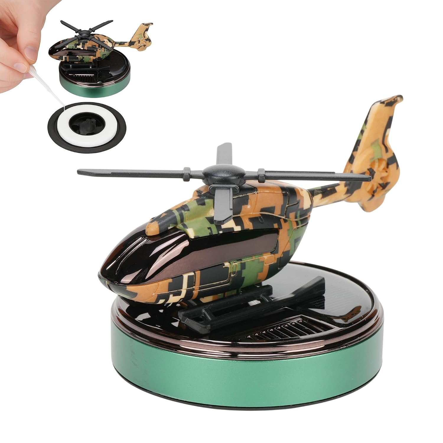 FizziNest Solar Helicopter For Car Dashboard With Built-In Car Perfume Diffuser | Unique Car Dashboard Decoration Item Wit...